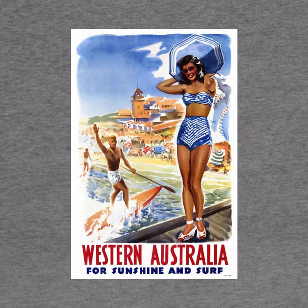 Vintage Travel Poster Western Australia Sunshine Surf by vintagetreasure